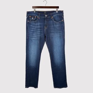 True Religion Mens Jeans Blue Ricky Relaxed Straight Denim Medium Wash 38x33